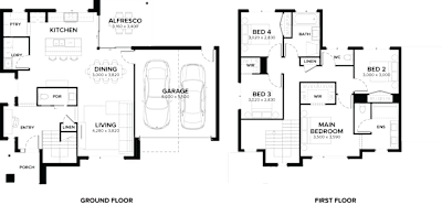Double Storey Home Design – Marlowe by ardenhomes.com.au, 4 bedroom 2 bathroom 2 car 2 storey passive solar house plan, 16m x 12.6m, VIC - Plan
