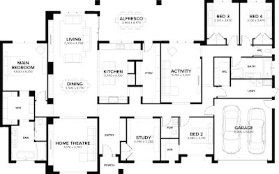 Emerton 42 Acreage Home Design by ardenhomes.com.au, 4 bedroom 2 bathroom 2 car single storey passive solar house plan, 29.2m x 16.9m, VIC - Plan
