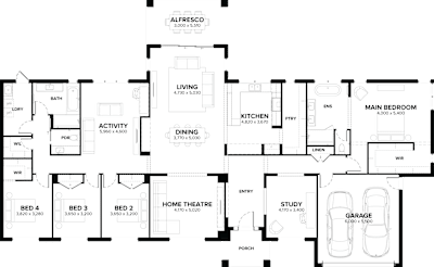 Kingston 39 by ardenhomes.com.au, 4 bedroom 2 bathroom 2 car single storey passive solar house plan, 31.9m x 18.1m, VIC - Plan