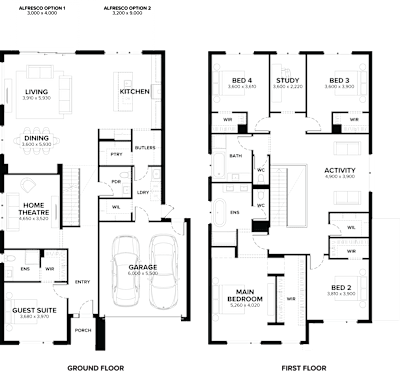 Double Storey Home Design – Lakeville 42 by ardenhomes.com.au, 5 bedroom 3 bathroom 2 car 2 storey passive solar house plan, 14m x 18.9m, VIC - Plan