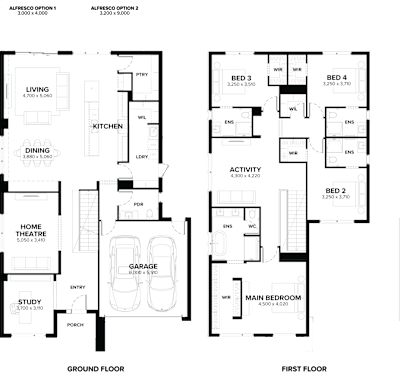 Double Storey Home Design – Positano 37 by ardenhomes.com.au, 4 bedroom 4 bathroom 2 car 2 storey passive solar house plan, 14m x 18.9m, VIC - Plan