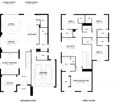 Double Storey Home Design – Positano 41 by ardenhomes.com.au, 4 bedroom 4 bathroom 2 car 2 storey passive solar house plan, 15m x 18.9m, VIC - Plan