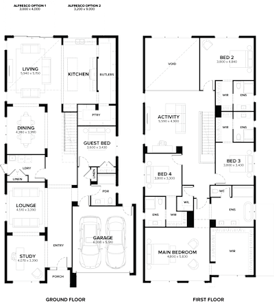 Double Storey Home Design – Toorak 50 by ardenhomes.com.au, 5 bedroom 4 bathroom 2 car 2 storey passive solar house plan, 14m x 22.8m, VIC - Plan