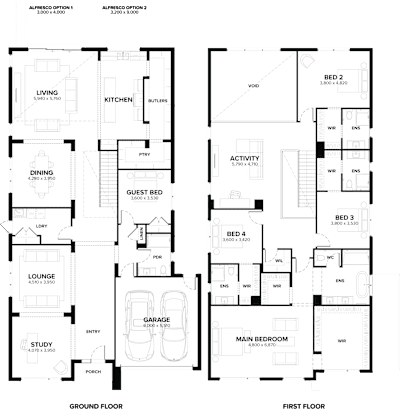 Toorak 54 by ardenhomes.com.au, 5 bedroom 4 bathroom 2 car 2 storey passive solar house plan, 15m x 23m, VIC - Plan