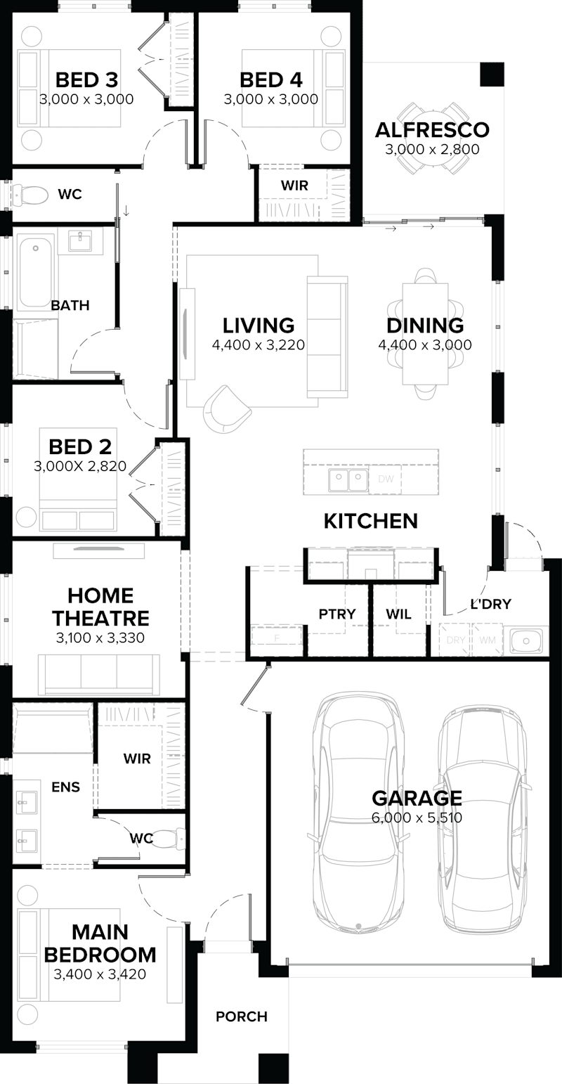 Dunedin 22 Single Storey House Floor Plan
