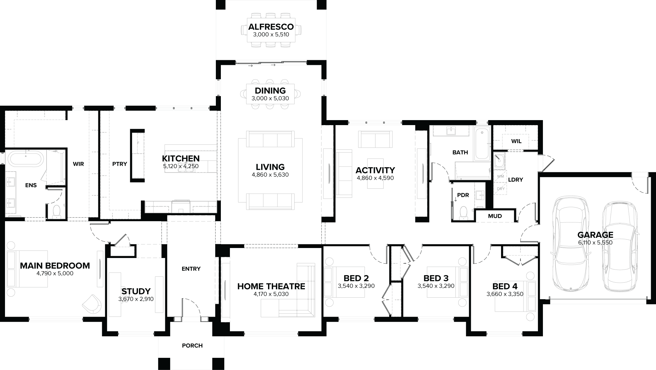 Barrington 39 Single Storey House Floor Plan